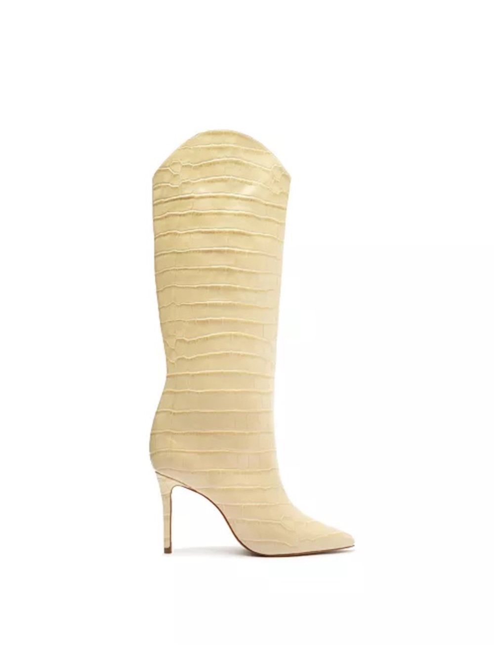 Schutz Women's Maryana Crocodile Embossed Wide Leg Knee High Leather Boots